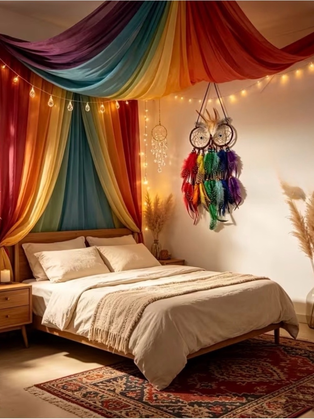 Owl Multicolor Feather Dreamcatcher Wall Hanging - Multicolor Home Decor